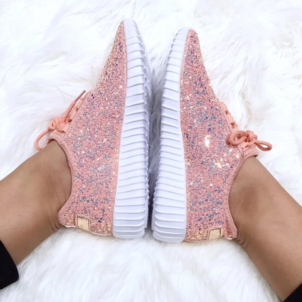 Dusty Pink Glitter Sneakers